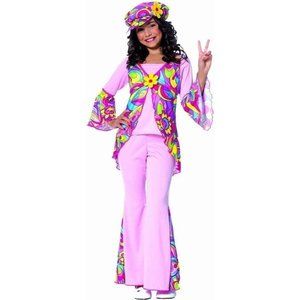 "FRANCO COSTUMES" PINK 3 PCS GROOVY HIPPY PEACED OUT KIDS COSTUME SIZE: L 10/12